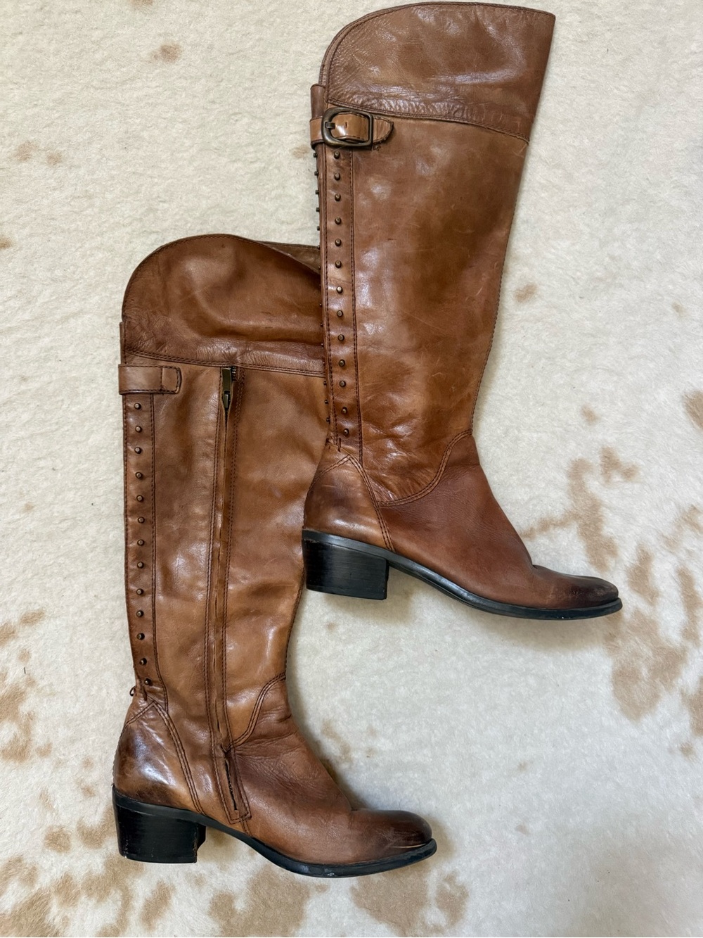 Vince Camuto Tall Brown Leather Over-the-Knee Riding Boots